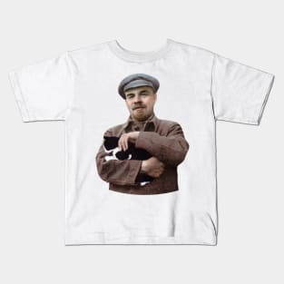 Lenin and a Black and White Cat Kids T-Shirt